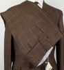 Windowpane Wool Blend Double Breasted Suit - Brown