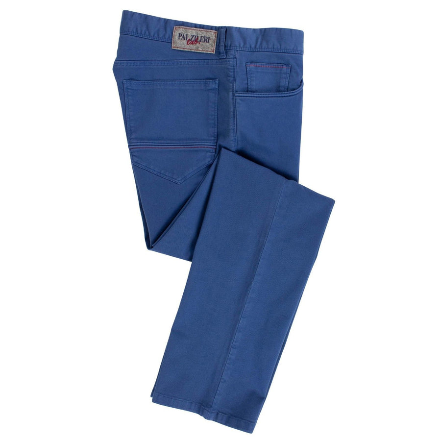 Blue Cotton Blend Pants