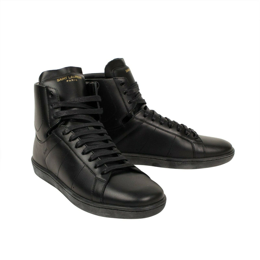 Wolly Leather High-Top Sneaker - Black