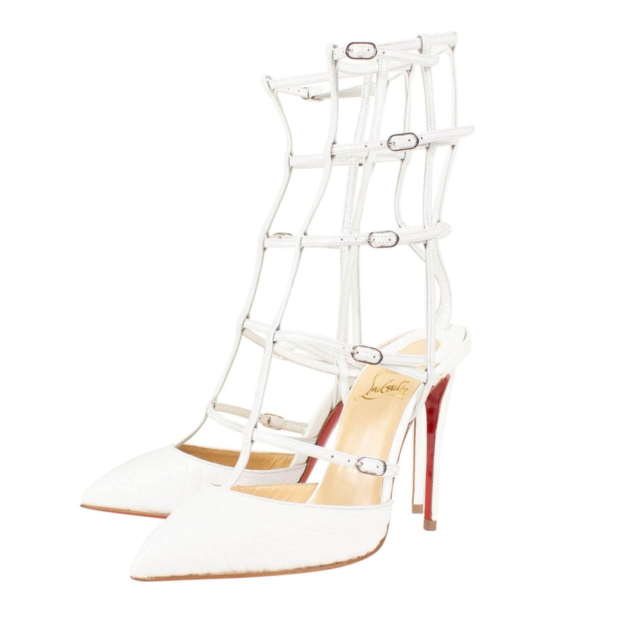 Kadreyana 100mm Caged Sandal Pumps - White