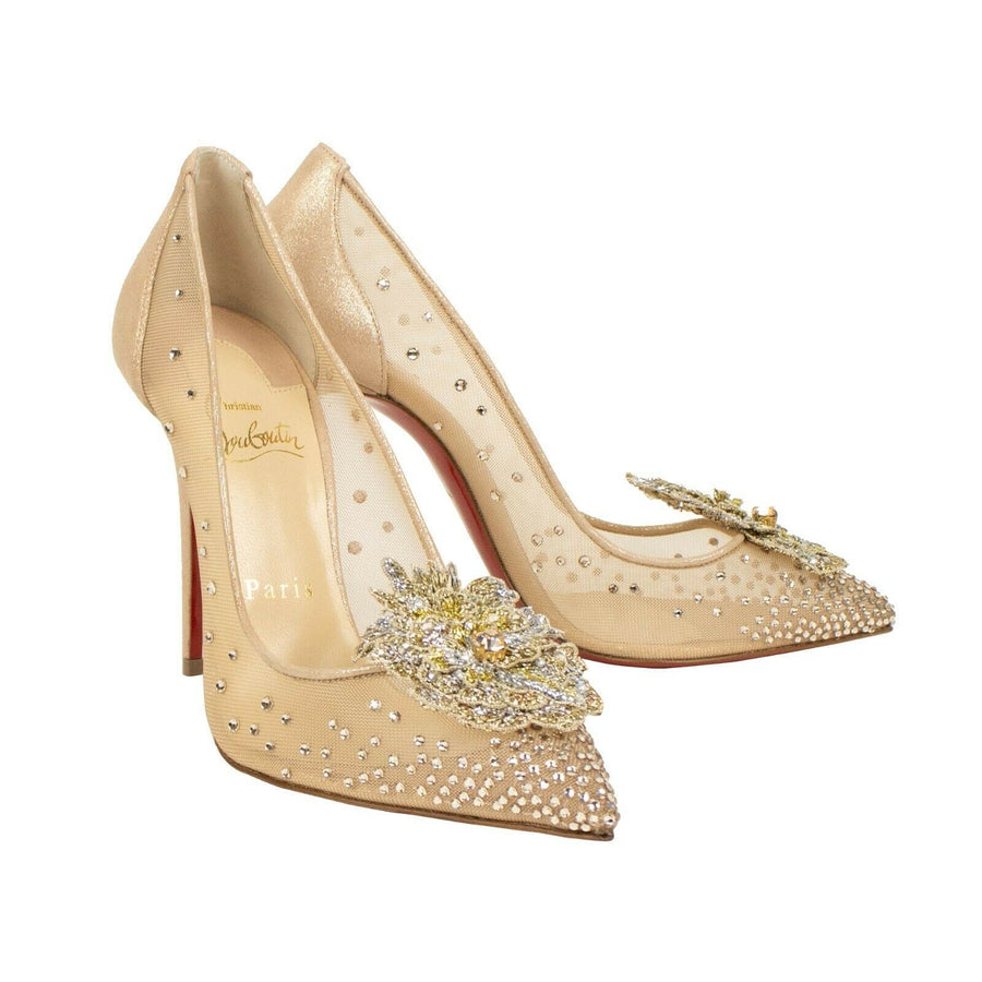 'Marenude' Mesh 100mm Pumps Heels - Beige