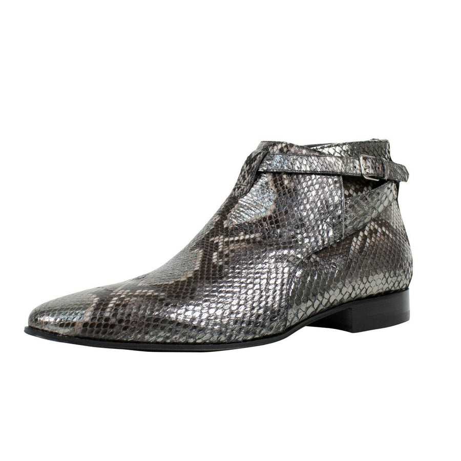 Python Skin Jodhpur Short Boots - Gray