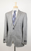 Windowpane Wool Super 160's 2 Button Suit - Gray