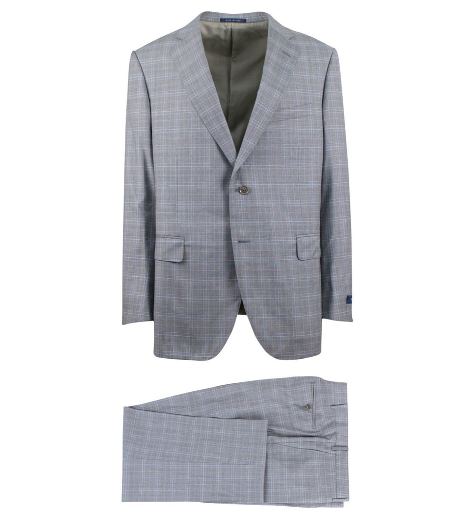Drop 6 Plaid Check Wool Two Button Suit - Gray