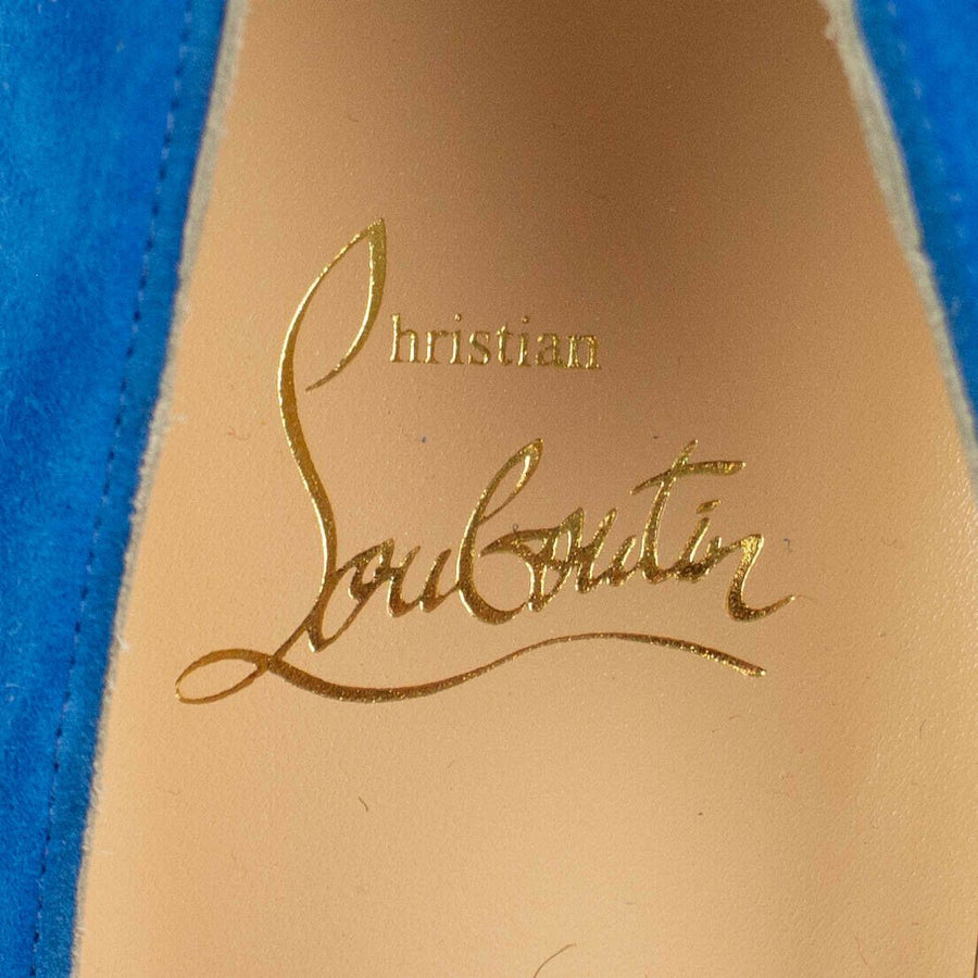 Suede Spikyshell Studded 100mm Pumps - Blue