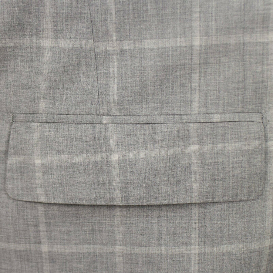 Drop 7 Check Wool Blend Double Breasted Suit - Light Gray
