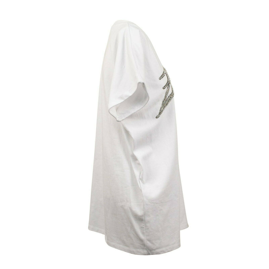 Short Sleeve Crystal Signature Cotton T-Shirt - White
