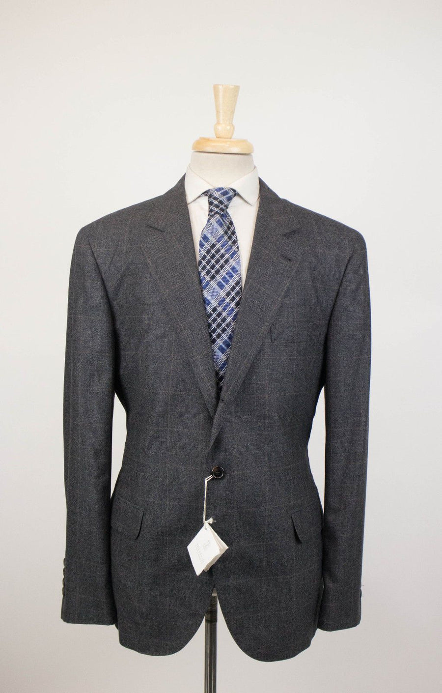 Cashmere Blend Glen Check 3/2 Button Sport Coat - Gray