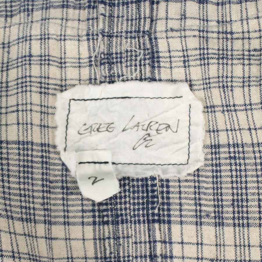 Plaid And VIntage Denim Kimono Robe - Ivory / Blue