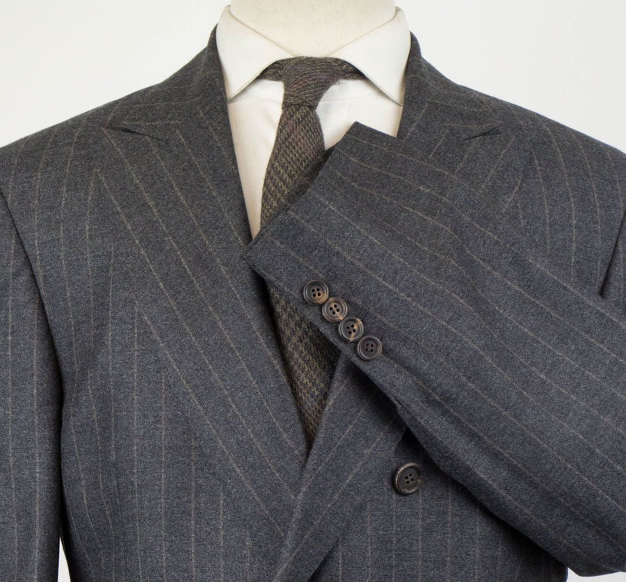 Cashmere Blend Pinstripe Double Breasted Sport Coat - Gray