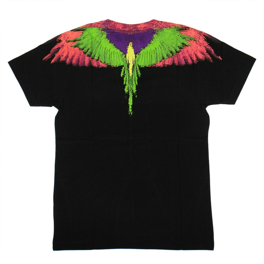 Cotton Glitch Multicolored Wings T-Shirt - Black
