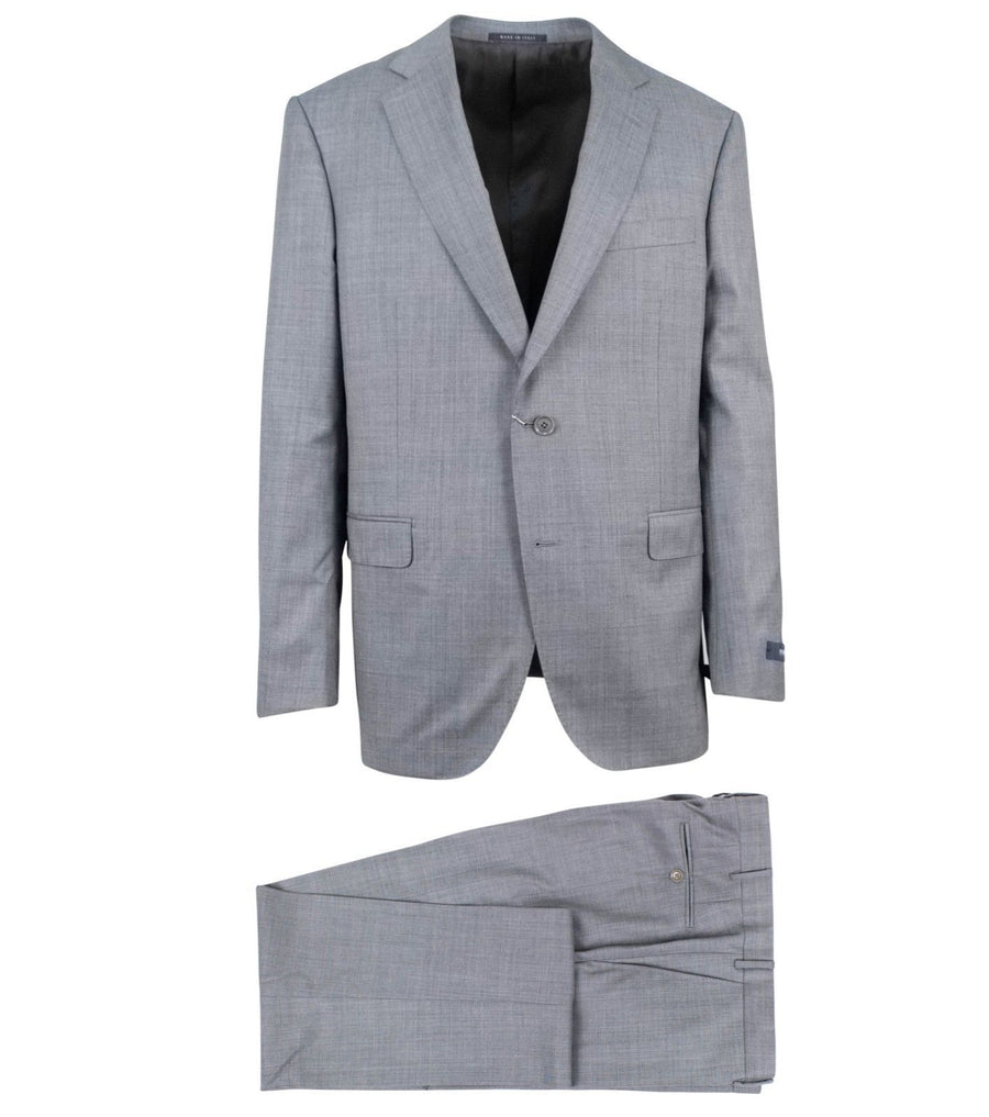 Drop 7 Solid Wool Two Button Suit - Light Gray