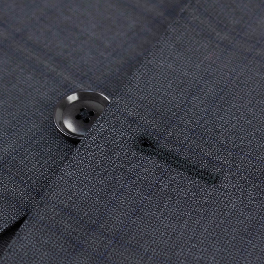 Drop 8 Checked Wool Two Button Suit - Gray