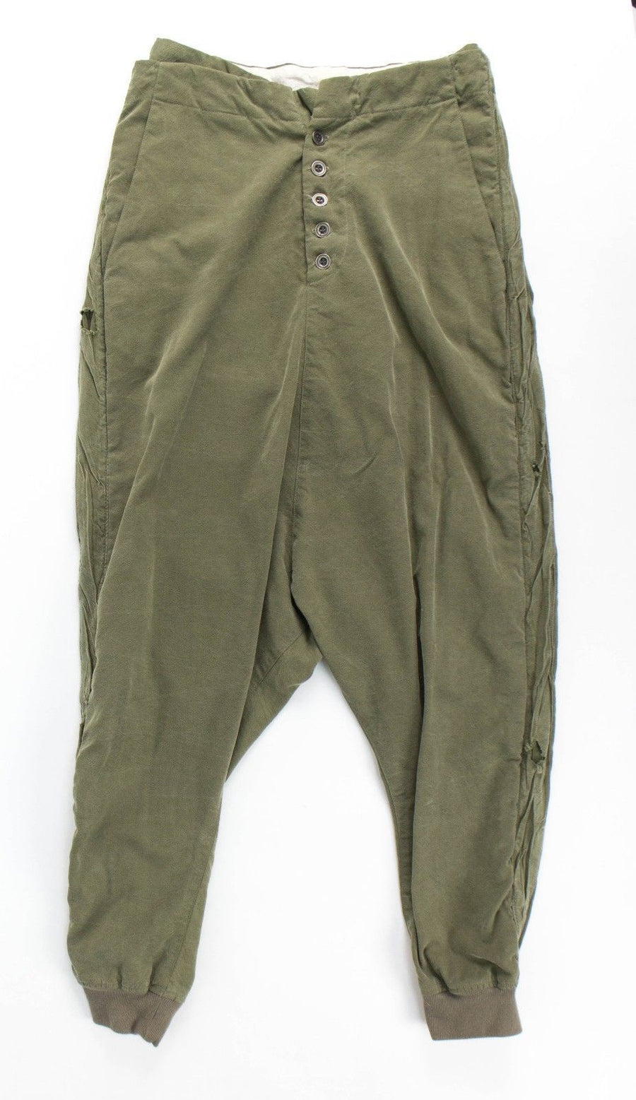 Cotton Cropped Drop Crotch Lounge Pants - Green