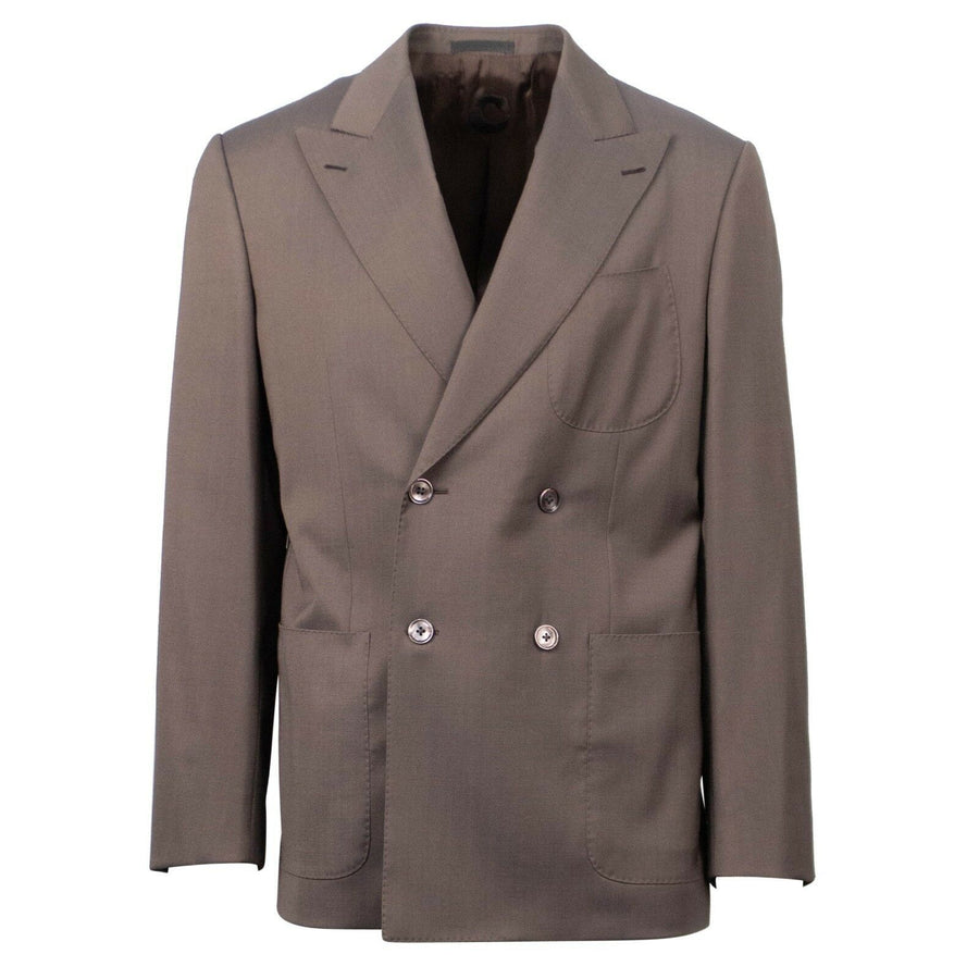 Drop 7 Wool Double Breasted Slim/Trim Fit Suit - Light Brown