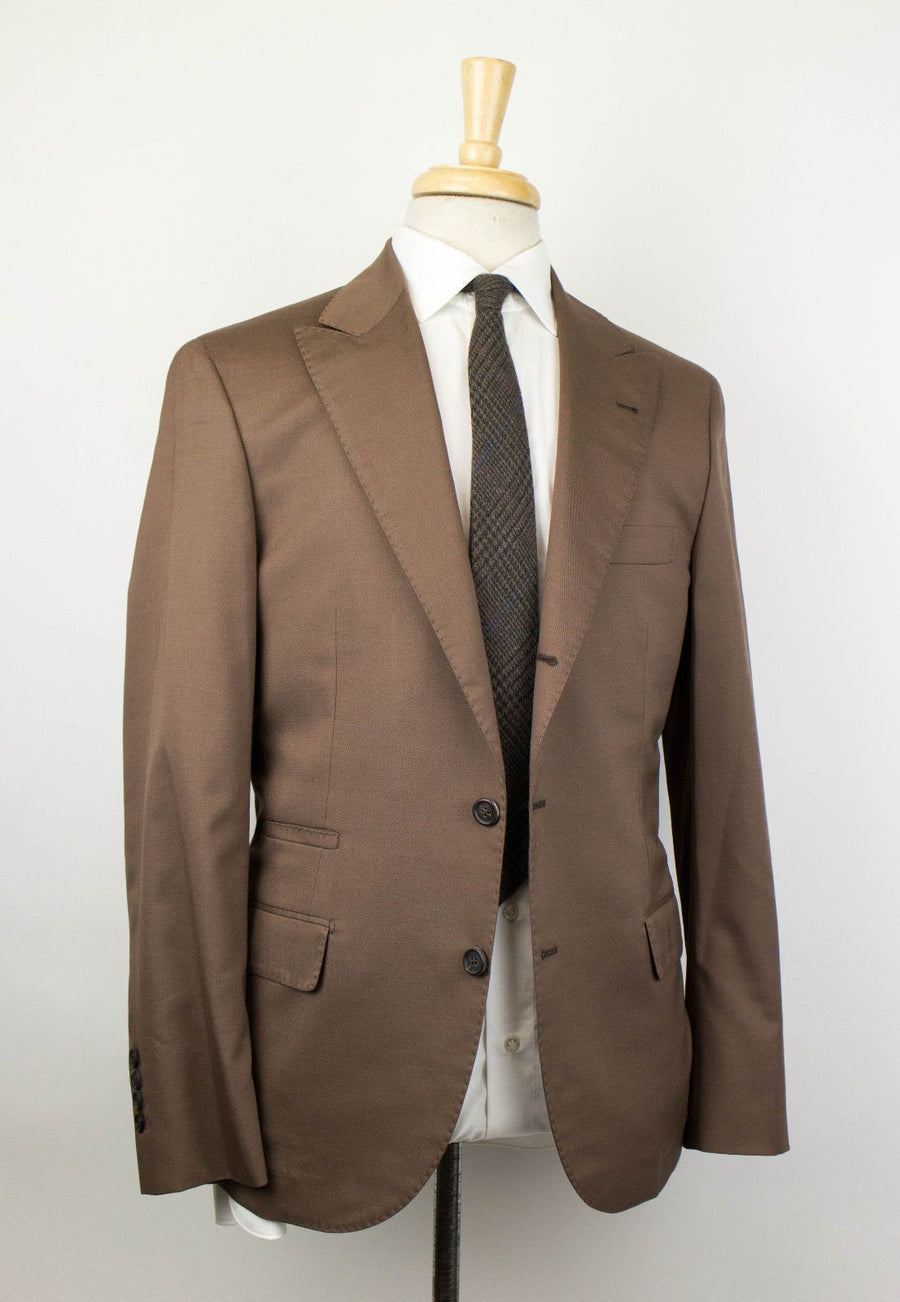 Wool Blend Twill 3/2 Button Suit - Brown