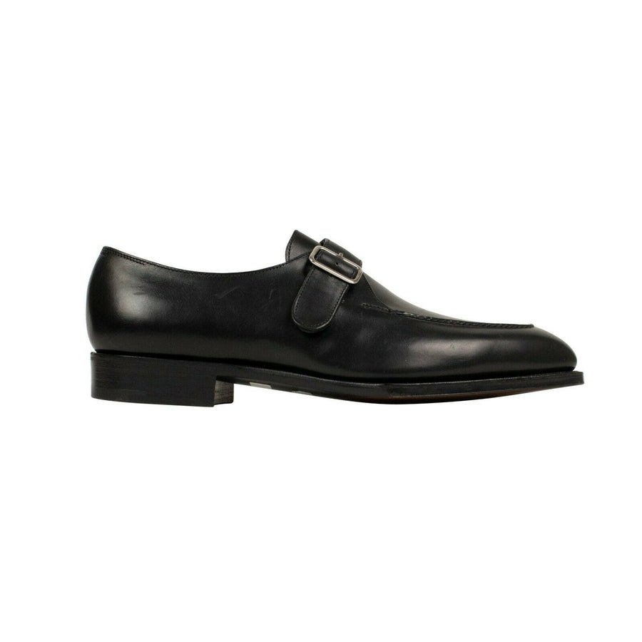 Leather Single Monk Strap Dress Shoes - Black