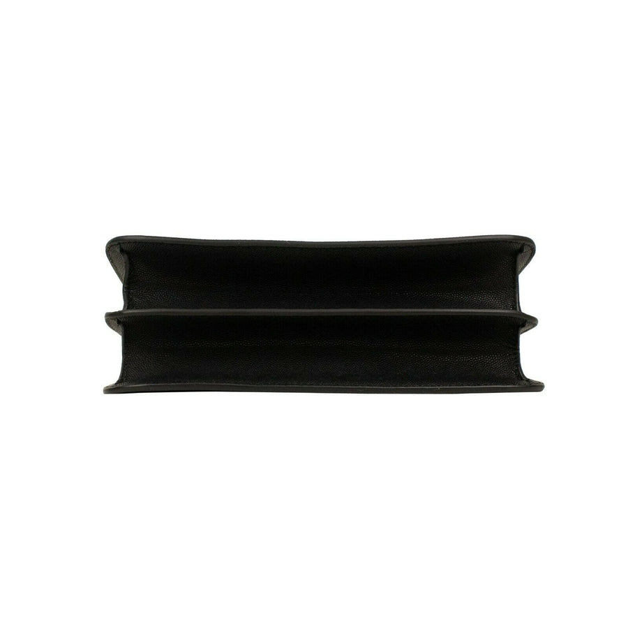 Grainy Leather 'TB' Monogram Medium Shoulder Bag - Black