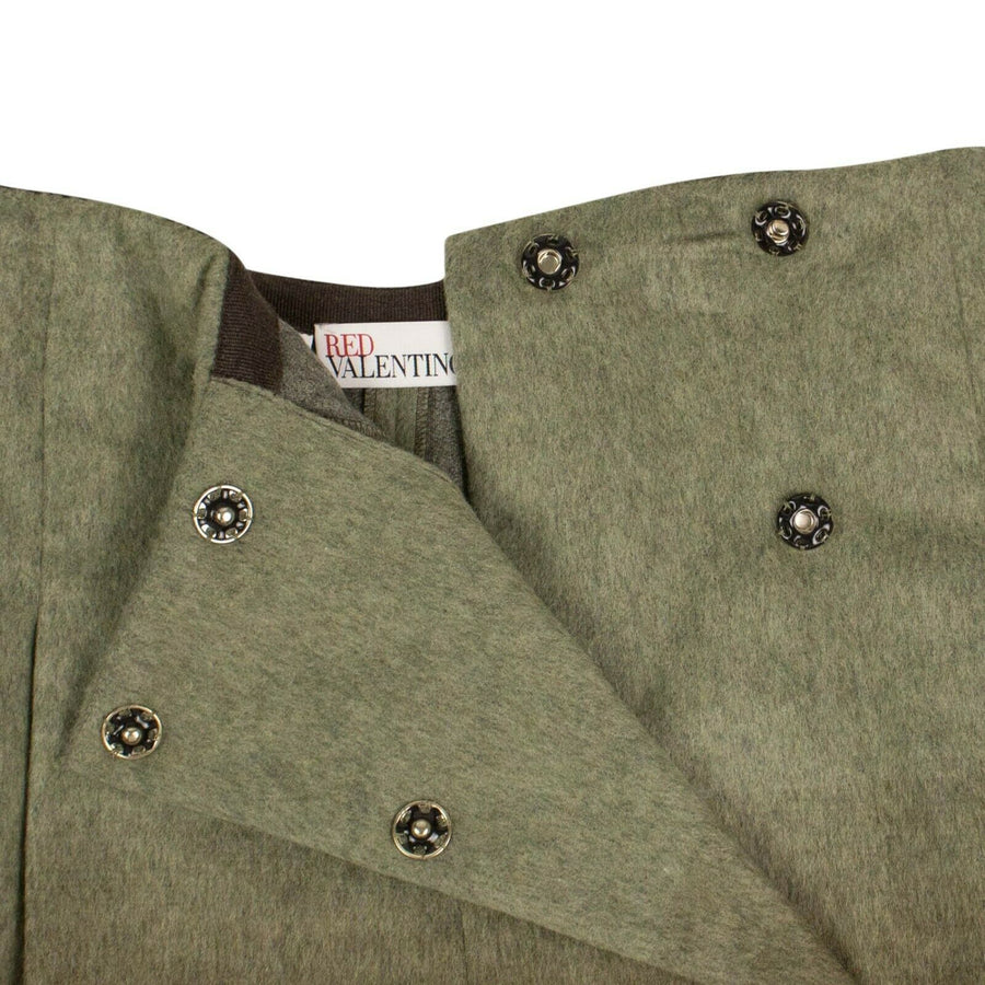 Wool Pleated Above Knee Length  Skirt - Gray / Brown