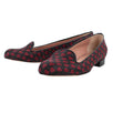 Fabric Printed Hearts Loafer Flats - Red / Black