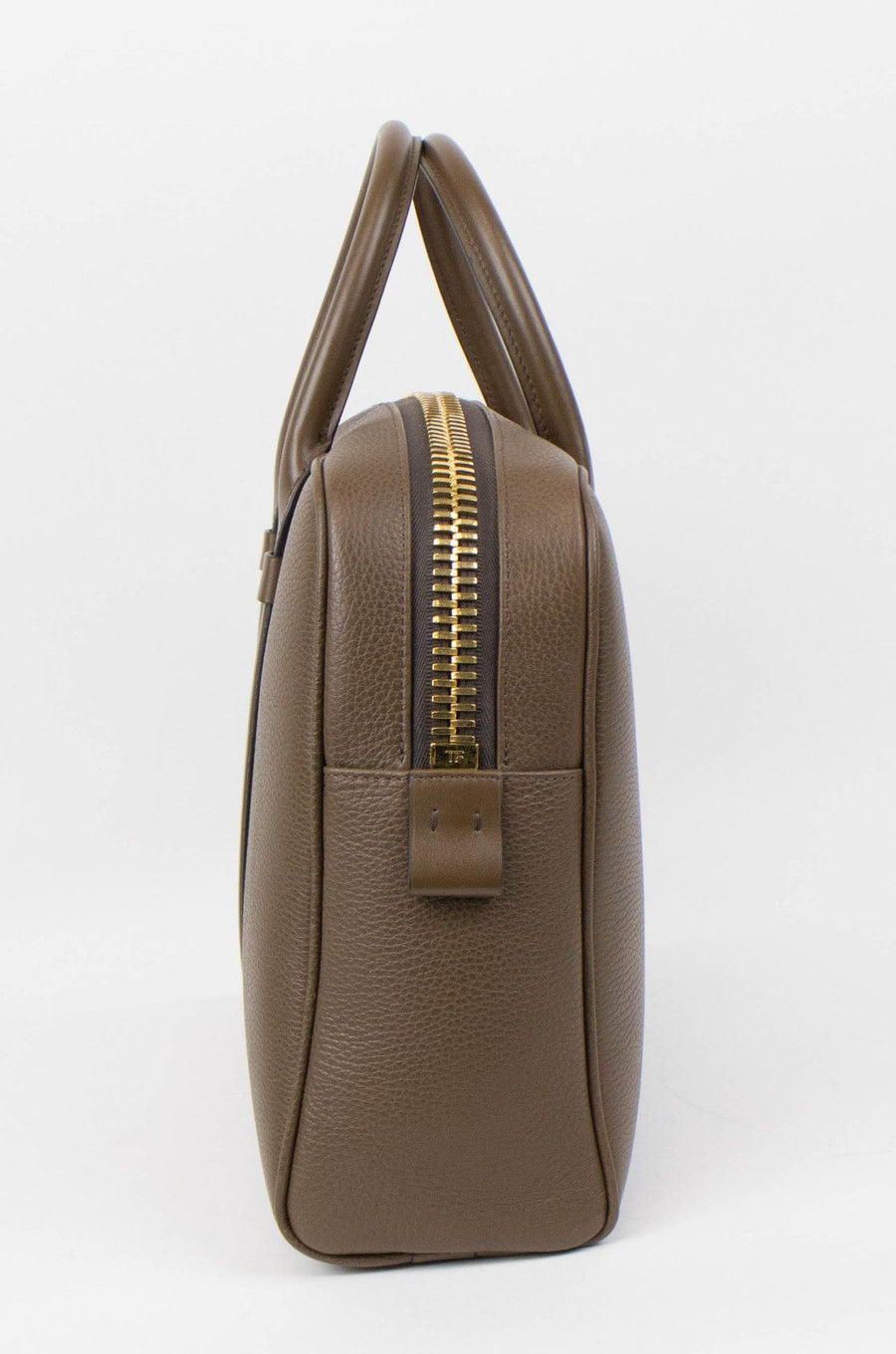 Medium Buckley Trapeze Pebbled Leather Briefcase Bag - Light Brown