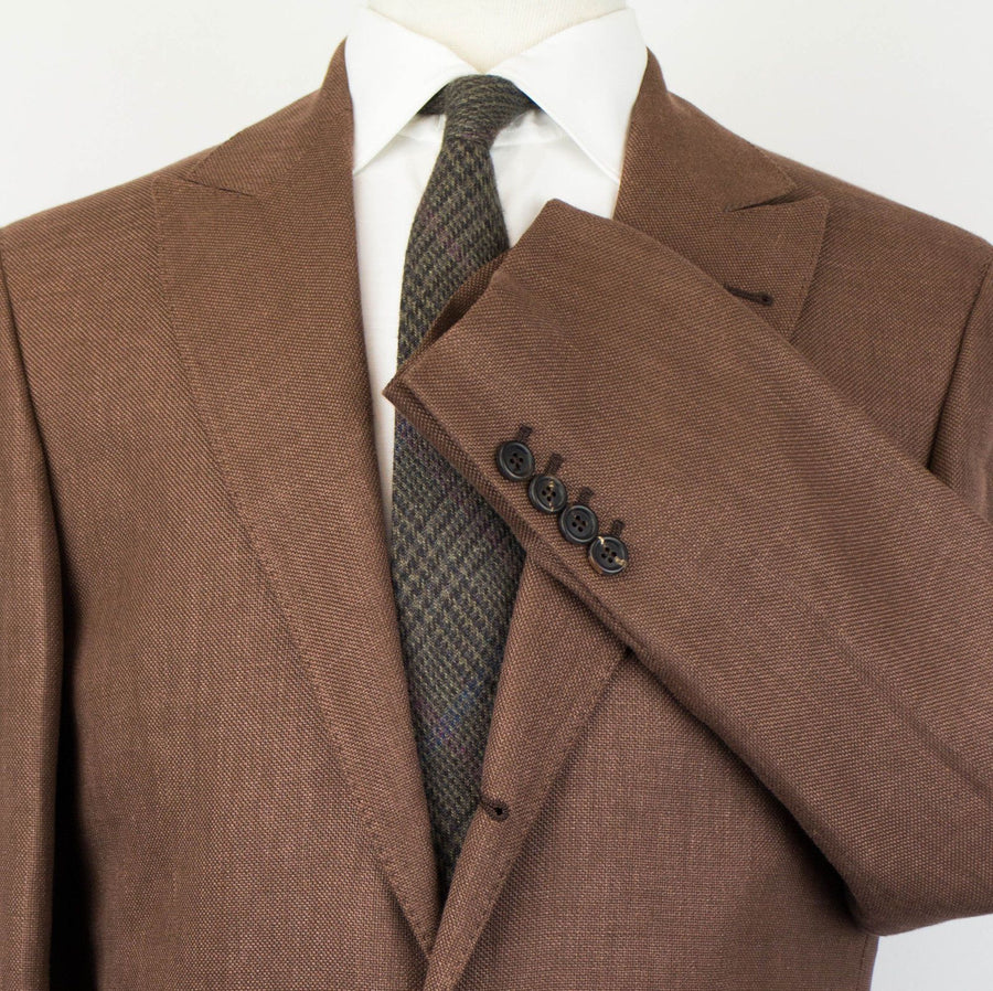 Wool Blend 3 Roll 2 Button Suit - Brown