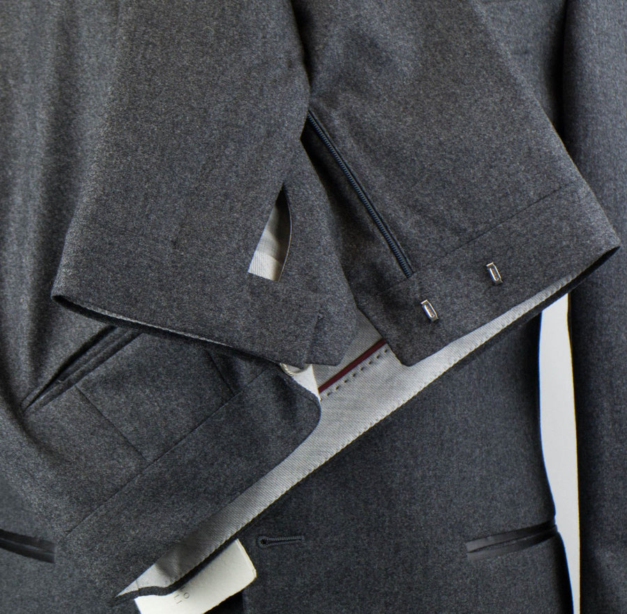 Wool Satin Peak Lapels Tuxedo - Gray