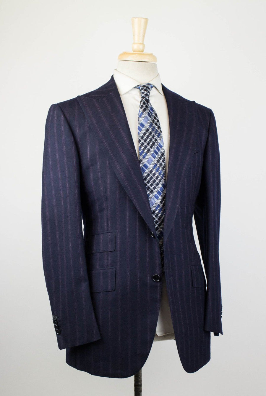 Drop 7 Thick Striped Cashmere Blend Suit - Navy / Purple
