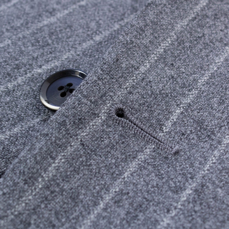 Doriani By Caruso Drop 7 Pin-Striped Wool Three Roll Two Button Suit - Gray