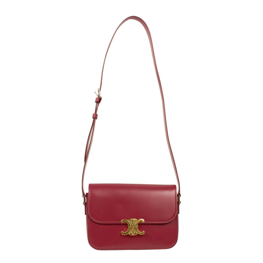 Shiny Calfskin Leather Medium Triomphe Cross Body Bag - Raspberry