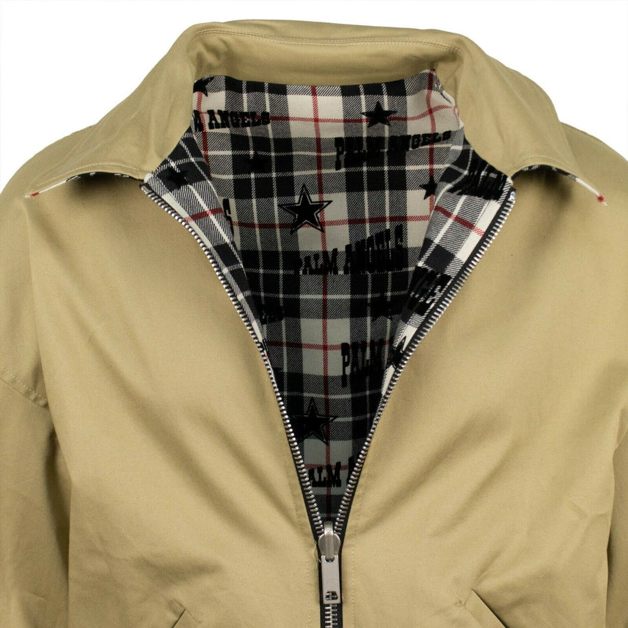 Reversible Plaid Harrington Jacket - Black / White / Tan