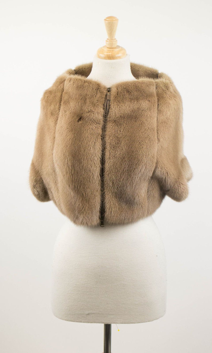 Mink Fur Zipped Jacket - Brown