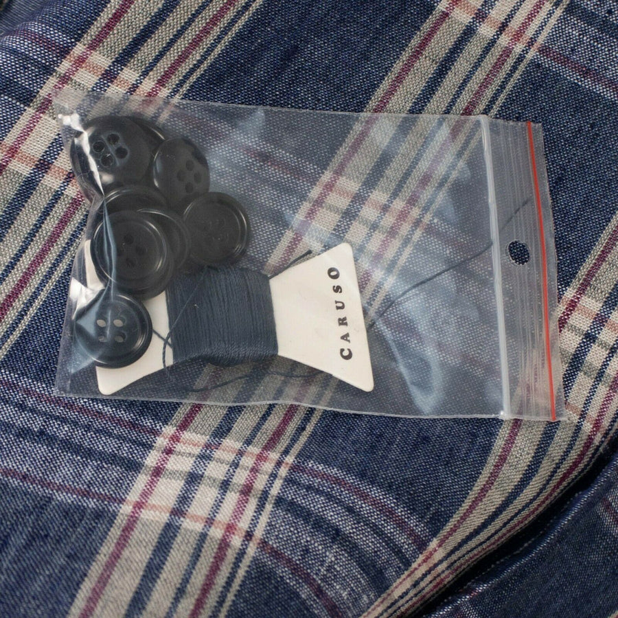 Drop 8 Plaid 3 Roll 2 Button Linen Sport Coat - Blue