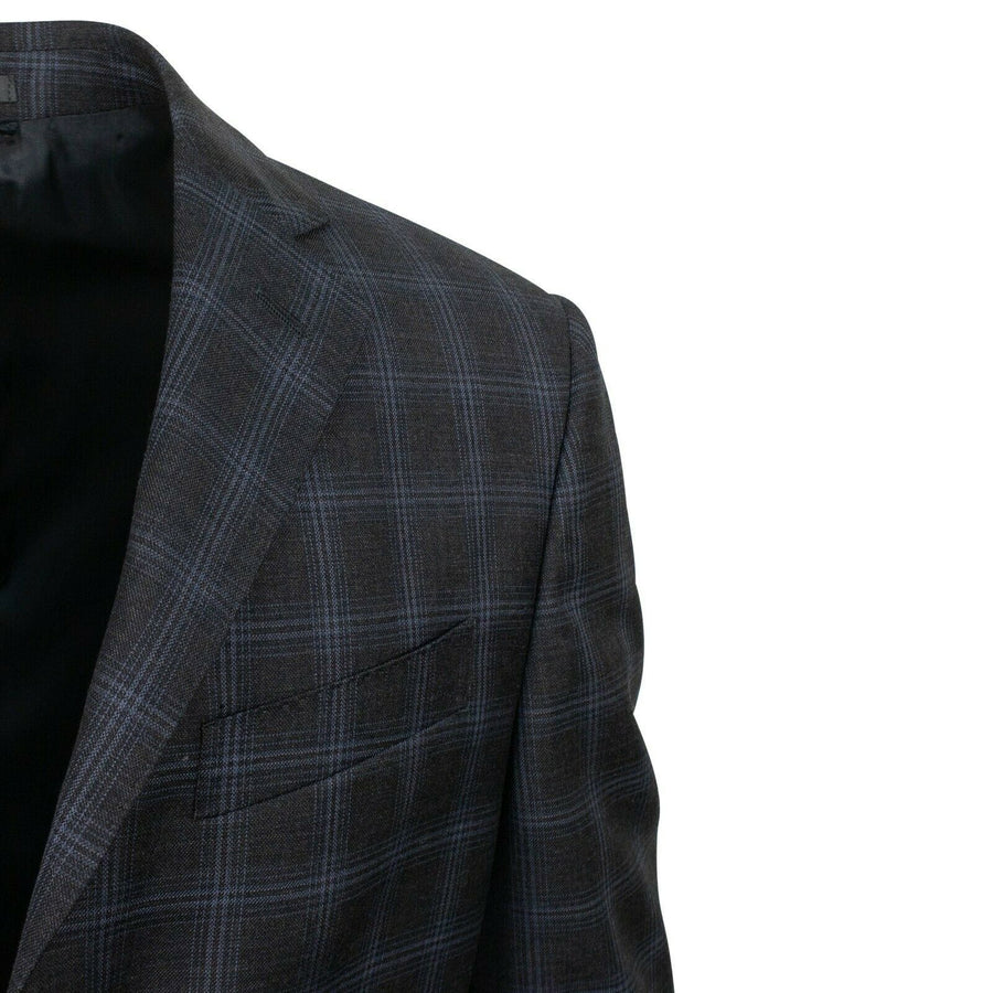 Drop 6 Plaid 3 Roll 2 Button Wool Sport Coat - Gray / Blue