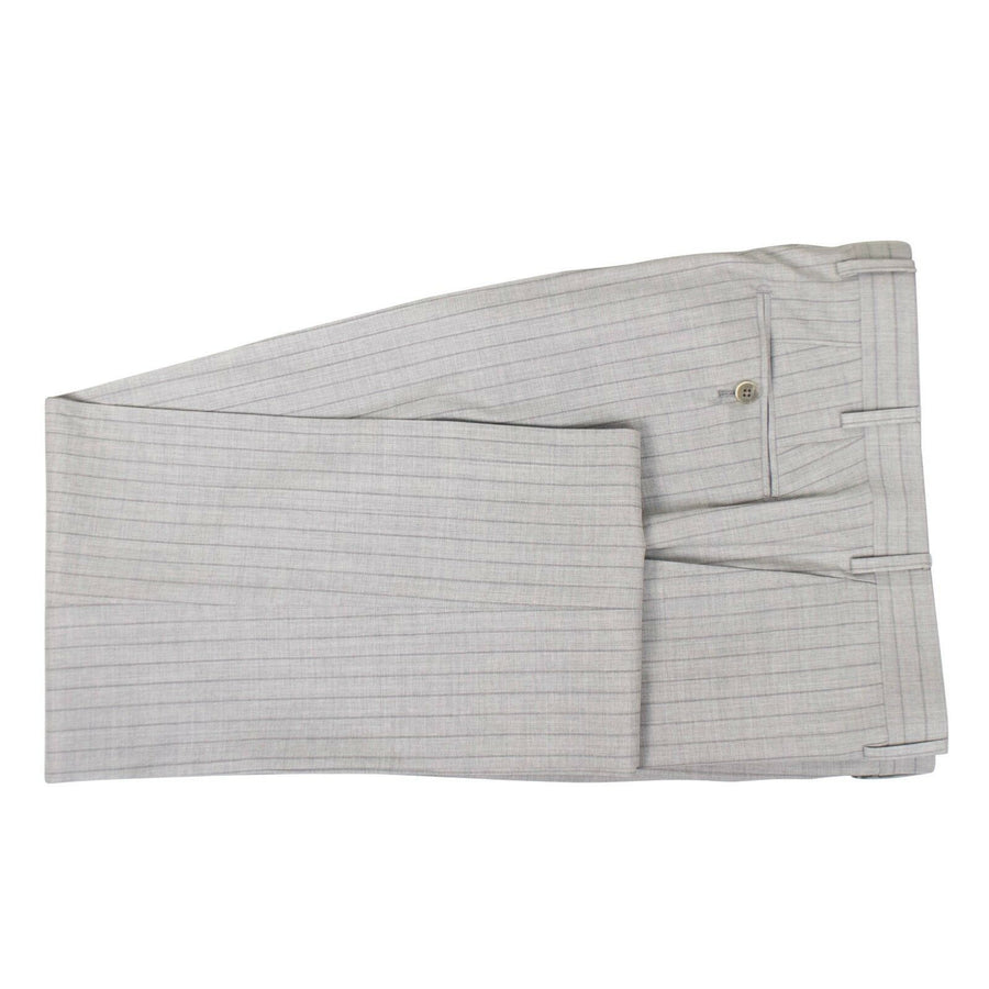 Drop 7 Striped Wool 3 Roll 2 Button Slim/Trim Fit - Light Gray