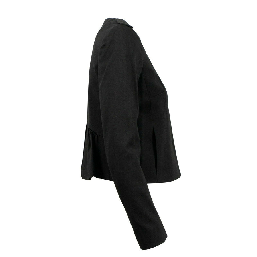 Cotton Blend Pleated Blazer - Black