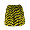 Elastic Waist Fringe Mini Skirt - Yellow / Black