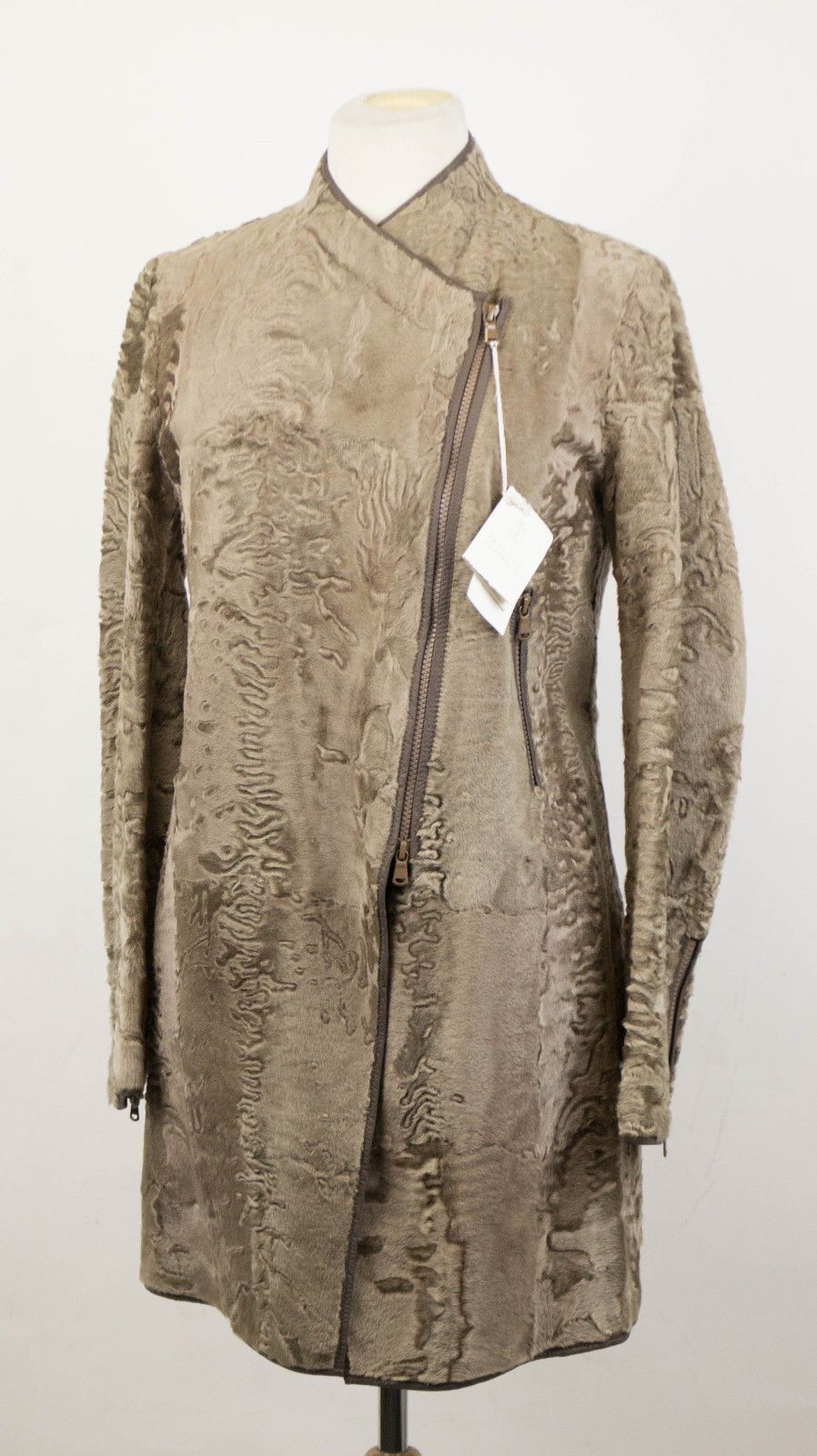 Astrakhan Lamb Fur Full Length Coat - Gray
