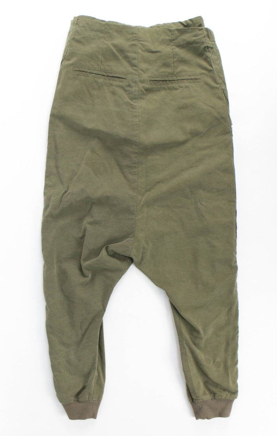 Cotton Cropped Drop Crotch Lounge Pants - Green