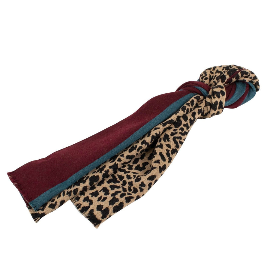 Blue And Burgundy/Animal Print Scarf