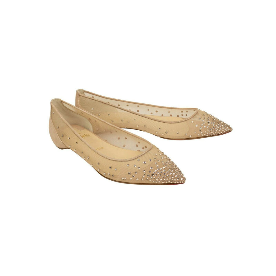 Follies Strass Mesh Flats - Beige