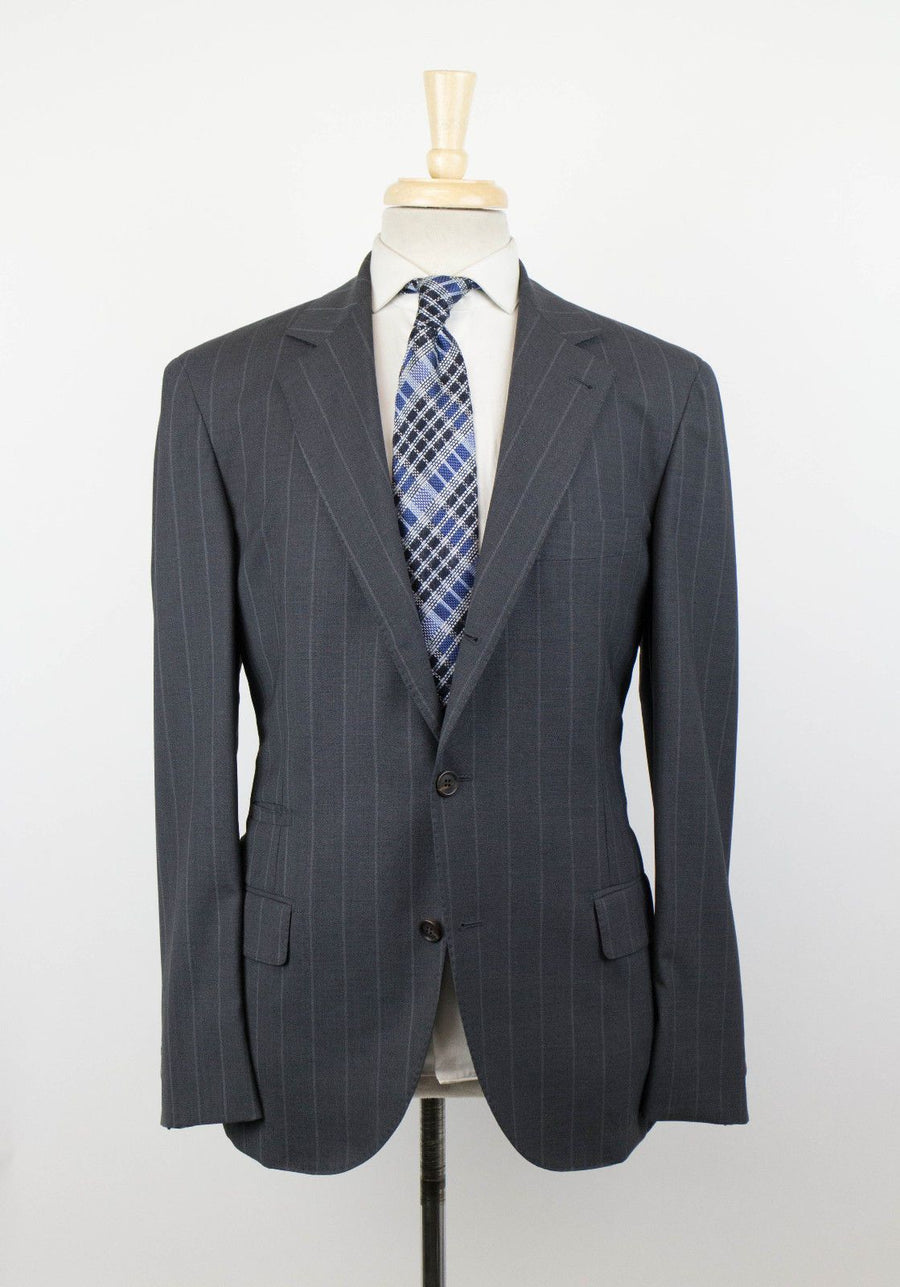 Striped Wool 3/2 Button Sport Coat - Gray