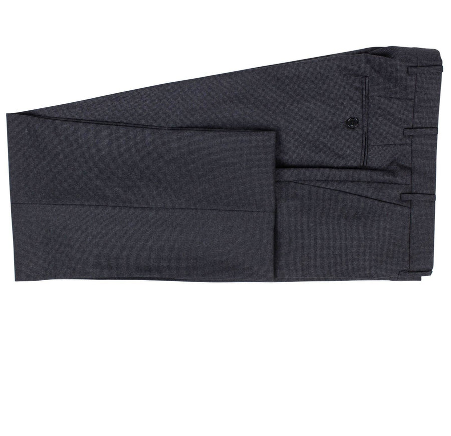 Micro Houndstooth Wool Two Button Suit - Charcoal Gray