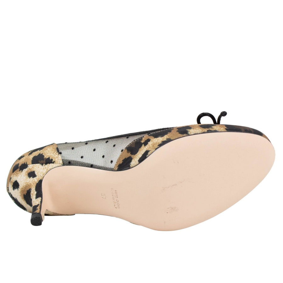 Mesh Polka Dot Pumps - Leopard / Black