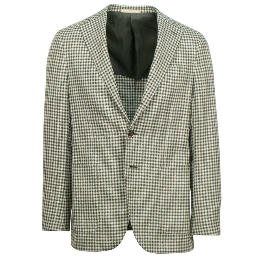 Drop 7 Check Wool Blend 3 Roll 2 Button Sport Coat - Green