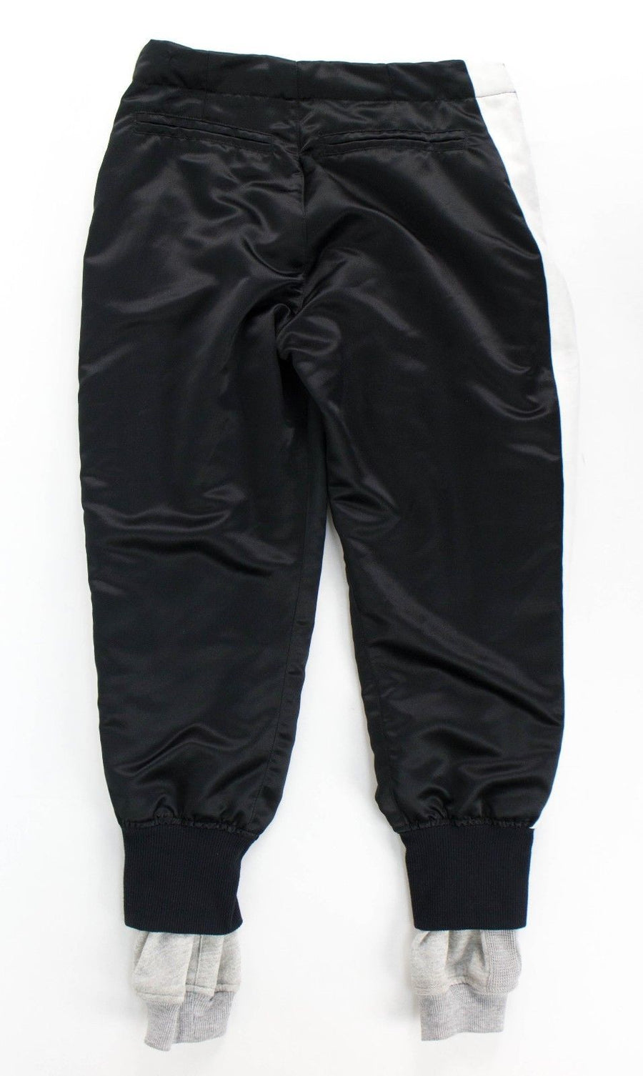 Satin W/ Drawstrings Fleece Zipper Lounge Pants - Black