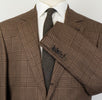 Glen Plaid Wool Blend 3 Roll Button Suit - Brown