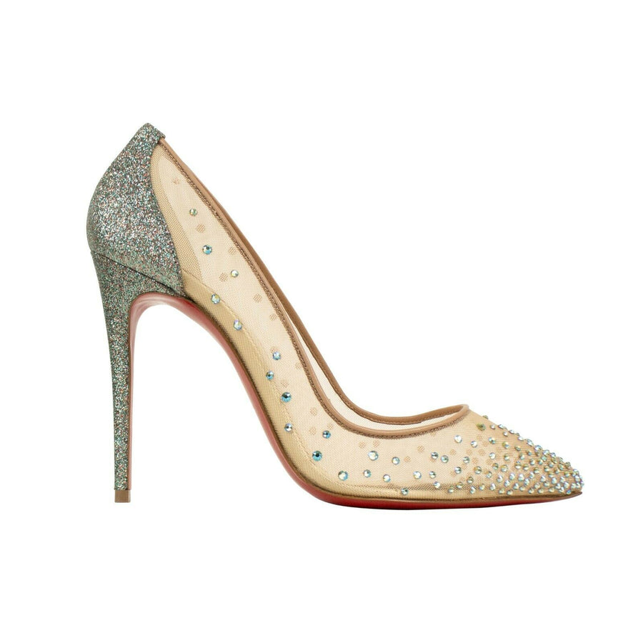Follies Strass 100mm Mesh Pumps - Gray Glitter