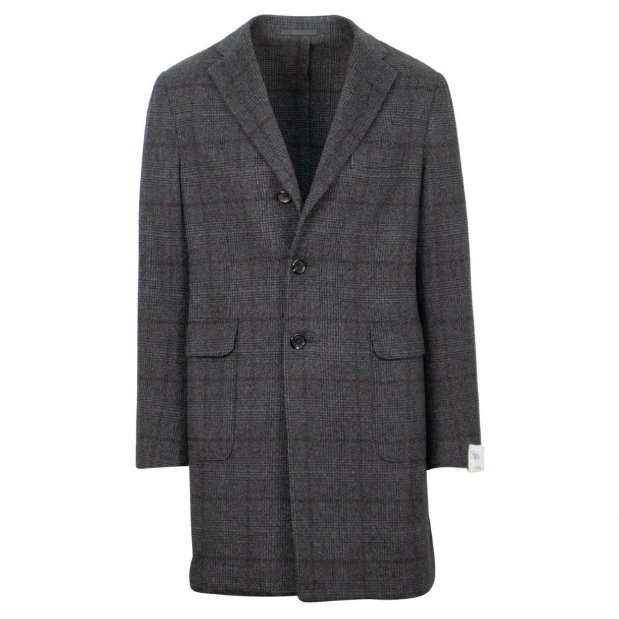 Plaid Cashmere Loro Piana Fabric Top Coat - Gray