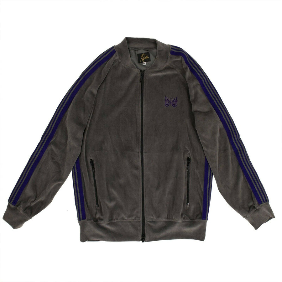 Velour Side Striped Track Jacket - Gray